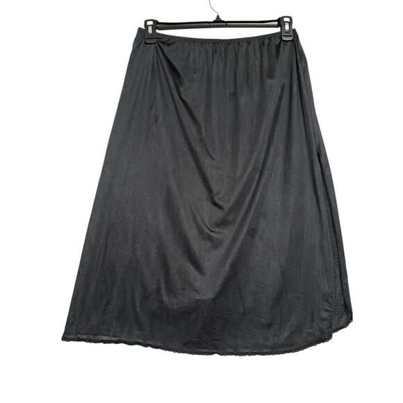 VTG Vassarette Womens Half Slip Skirt XL 30/44 Black Nylon Lingerie USA - Picture 1 of 6